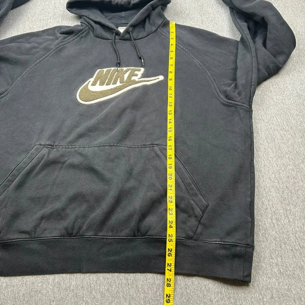 Nike Center Swoosh Deep Pile Embroidered Logo Hoodie Sweatshirt Mens XL Black
